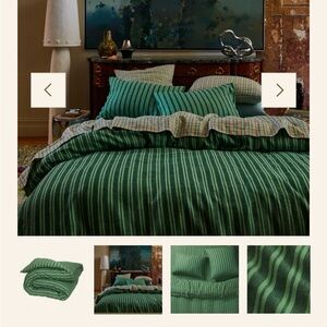 Striped Sage and Clare Duvet Cover Set - Elegant Green Bedding from Australia